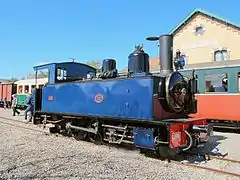 Locomotive Pinguely no 101 ex-chemins de fer du Morbihan, préservée en service au CFBS.