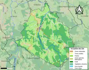 Carte en couleurs présentant l'occupation des sols.