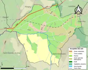 Carte en couleurs présentant l'occupation des sols.