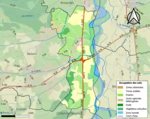 Carte en couleurs présentant l'occupation des sols.