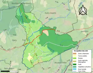 Carte en couleurs présentant l'occupation des sols.