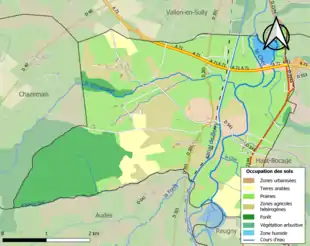 Carte en couleurs présentant l'occupation des sols.