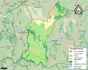 Carte en couleurs présentant l'occupation des sols.