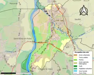 Carte en couleurs présentant l'occupation des sols.