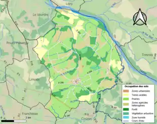 Carte en couleurs présentant l'occupation des sols.