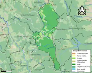 Carte en couleurs présentant l'occupation des sols.