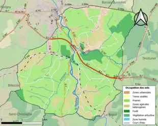 Carte en couleurs présentant l'occupation des sols.