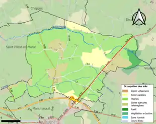 Carte en couleurs présentant l'occupation des sols.