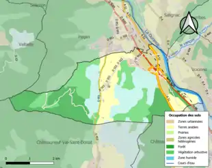 Carte en couleurs présentant l'occupation des sols.