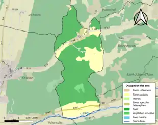 Carte en couleurs présentant l'occupation des sols.