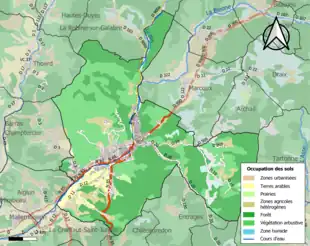 Carte en couleurs présentant l'occupation des sols.