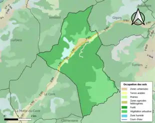 Carte en couleurs présentant l'occupation des sols.