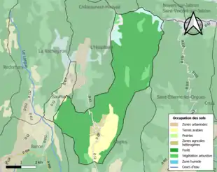 Carte en couleurs présentant l'occupation des sols.