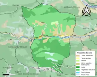 Carte en couleurs présentant l'occupation des sols.