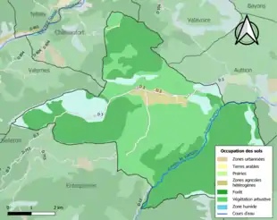 Carte en couleurs présentant l'occupation des sols.