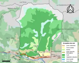 Carte en couleurs présentant l'occupation des sols.