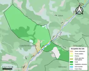 Carte en couleurs présentant l'occupation des sols.