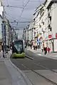 La rue Jean-Jaurès en juin 2012, avec le tram.