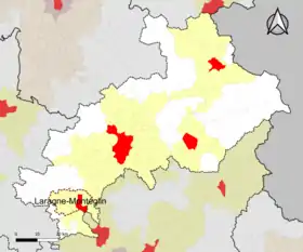 Localisation de l'aire d'attraction de Laragne-Montéglin dans le département des Hautes-Alpes.