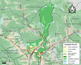 Carte en couleurs présentant l'occupation des sols.