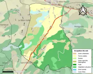 Carte en couleurs présentant l'occupation des sols.