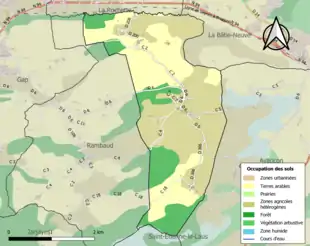 Carte en couleurs présentant l'occupation des sols.