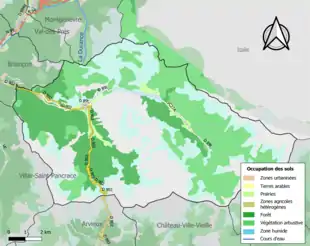 Carte en couleurs présentant l'occupation des sols.