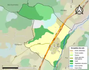 Carte en couleurs présentant l'occupation des sols.