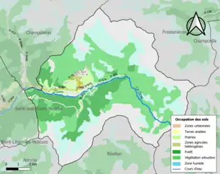 Carte en couleurs présentant l'occupation des sols.