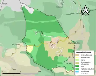 Carte en couleurs présentant l'occupation des sols.