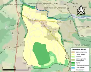 Carte en couleurs présentant l'occupation des sols.