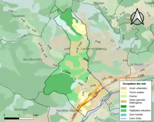 Carte en couleurs présentant l'occupation des sols.