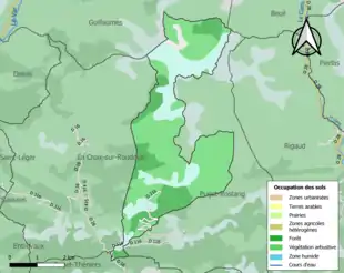 Carte en couleurs présentant l'occupation des sols.