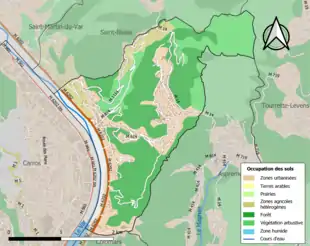 Carte en couleurs présentant l'occupation des sols.