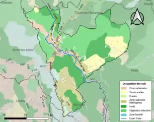 Carte en couleurs présentant l'occupation des sols.