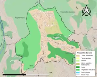 Carte en couleurs présentant l'occupation des sols.