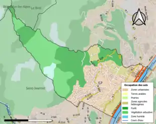 Carte en couleurs présentant l'occupation des sols.