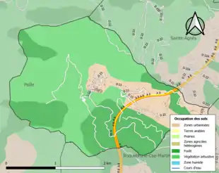 Carte en couleurs présentant l'occupation des sols.