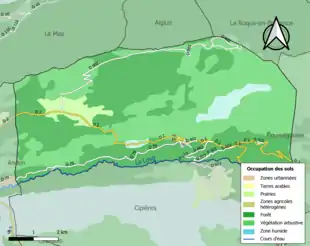 Carte en couleurs présentant l'occupation des sols.