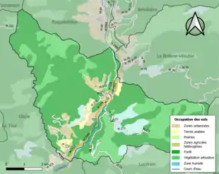 Carte en couleurs présentant l'occupation des sols.