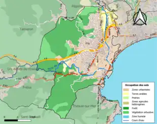 Carte en couleurs présentant l'occupation des sols.