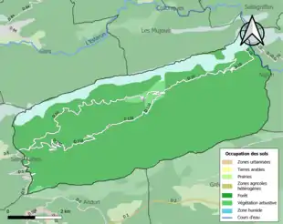 Carte en couleurs présentant l'occupation des sols.