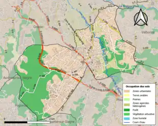 Carte en couleurs présentant l'occupation des sols.