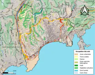 Carte en couleurs présentant l'occupation des sols.