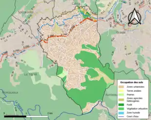 Carte en couleurs présentant l'occupation des sols.