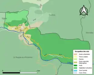 Carte en couleurs présentant l'occupation des sols.