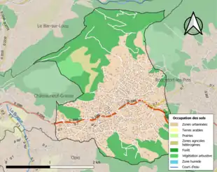 Carte en couleurs présentant l'occupation des sols.