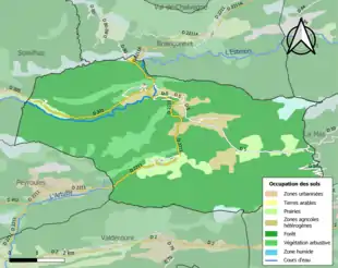 Carte en couleurs présentant l'occupation des sols.