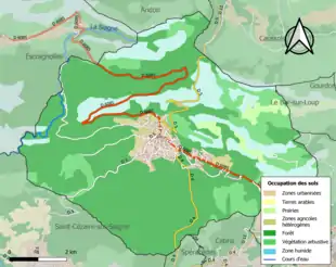 Carte en couleurs présentant l'occupation des sols.