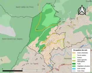 Carte en couleurs présentant l'occupation des sols.